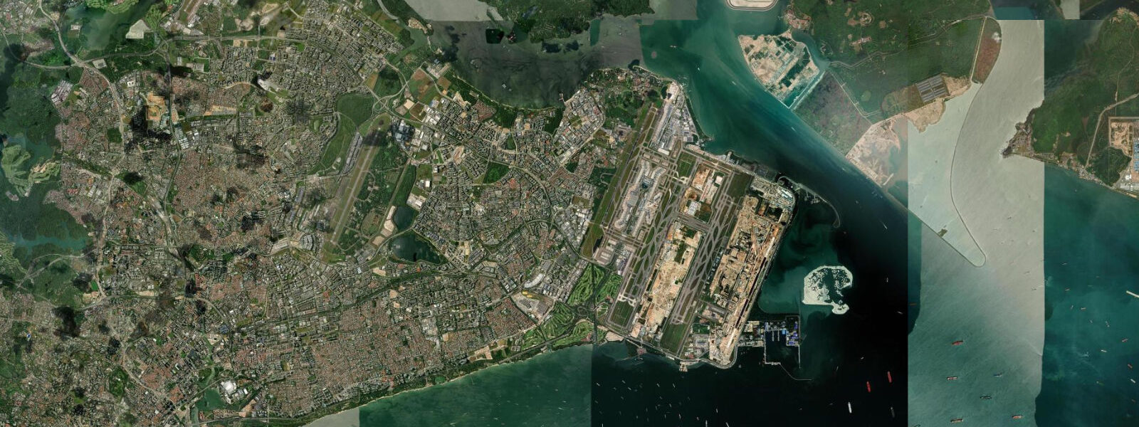 Satellite view of the coast near Changi, Singapore