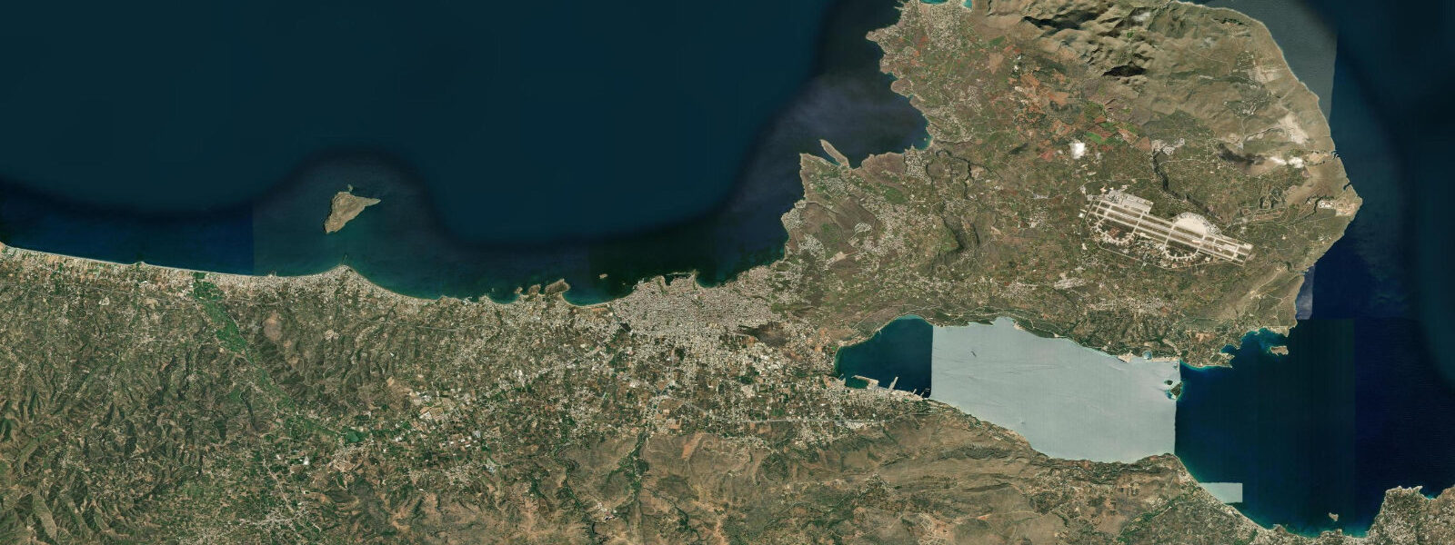 Satellite view of the coast near Chania