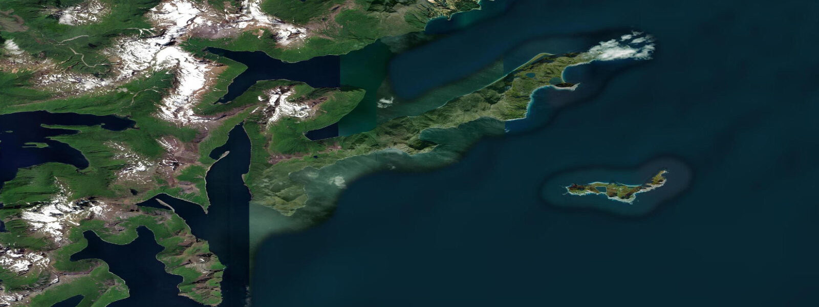 Satellite view of the coast near Chankliut Island