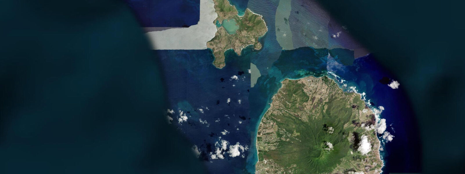 Satellite view of the coast near Charlestown, Nevis