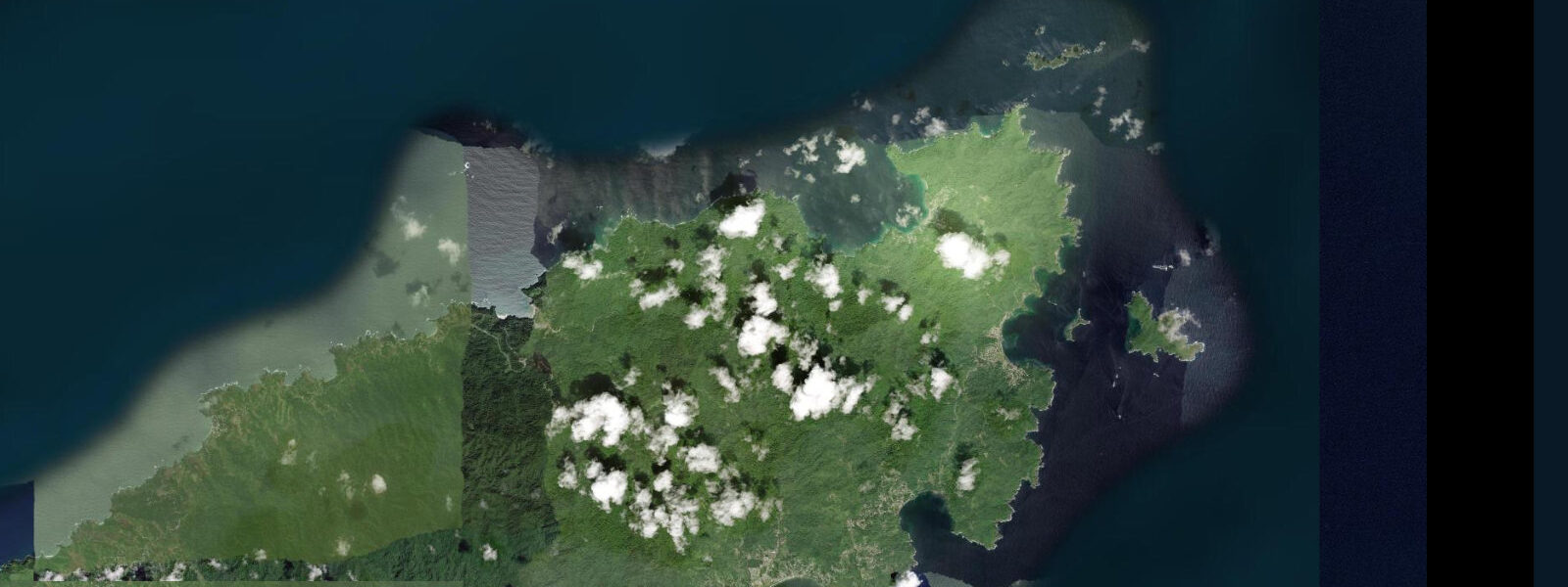 Satellite view of the coast near Charlotteville