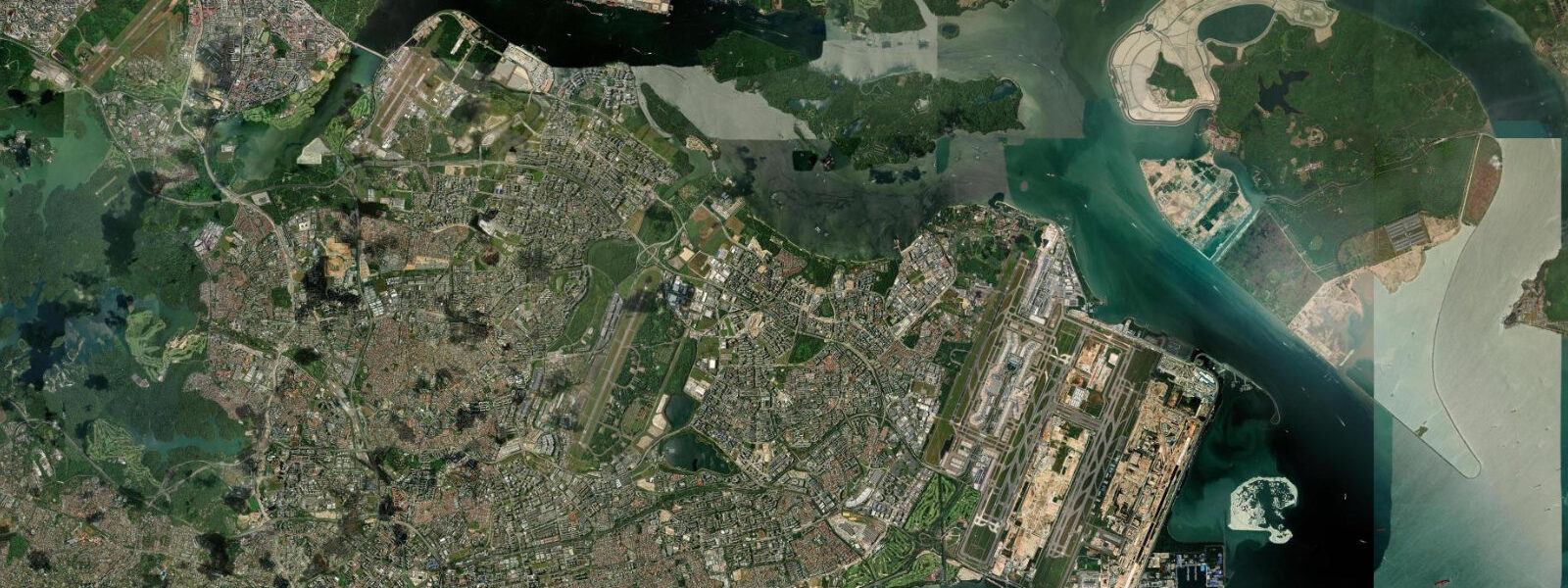 Satellite view of the coast near Chek Jawa Wetlands