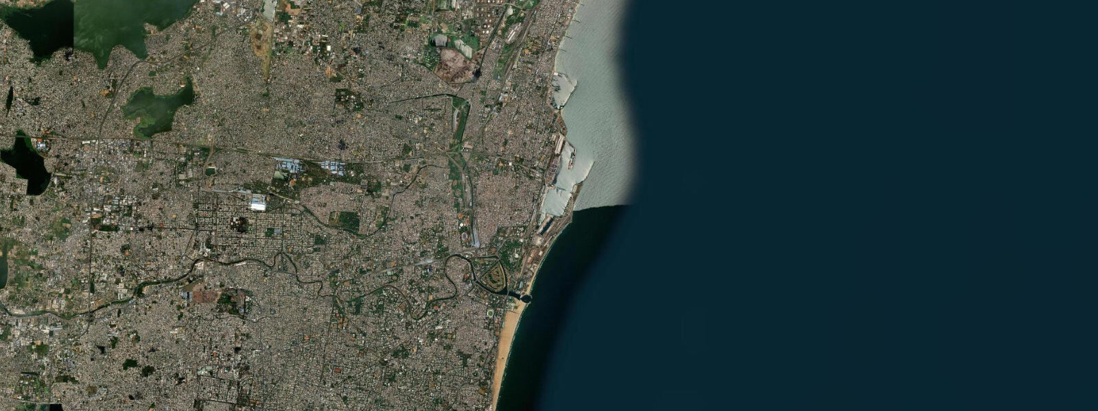 Satellite view of the coast near Chennai (Marina), Tamil Nadu
