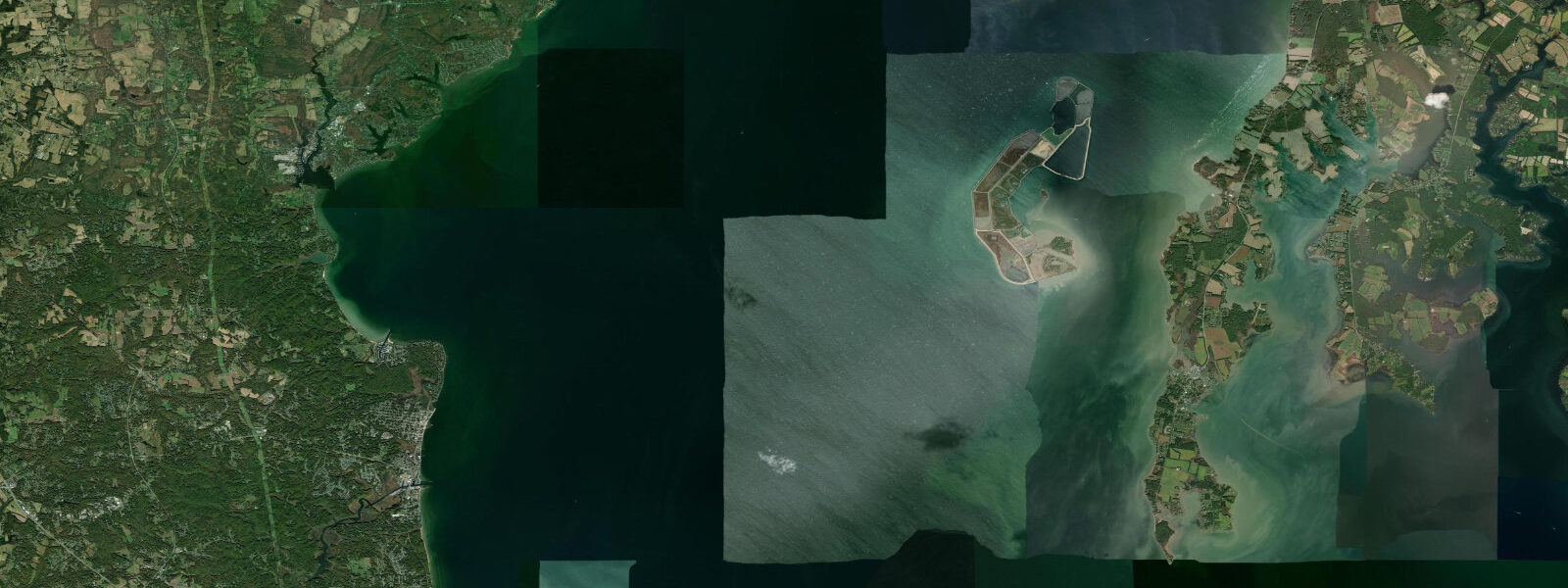 Satellite view of the coast near Chesapeake Beach