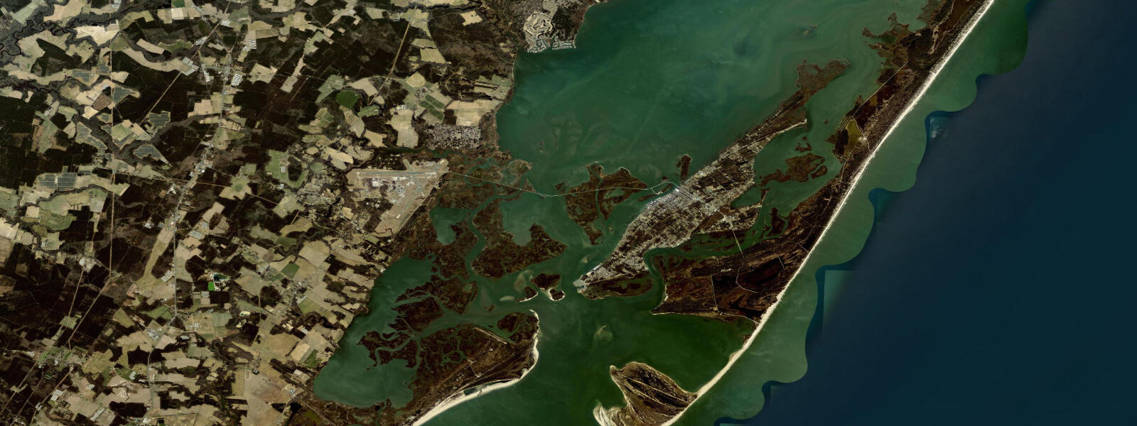 Satellite view of the coast near Chincoteague