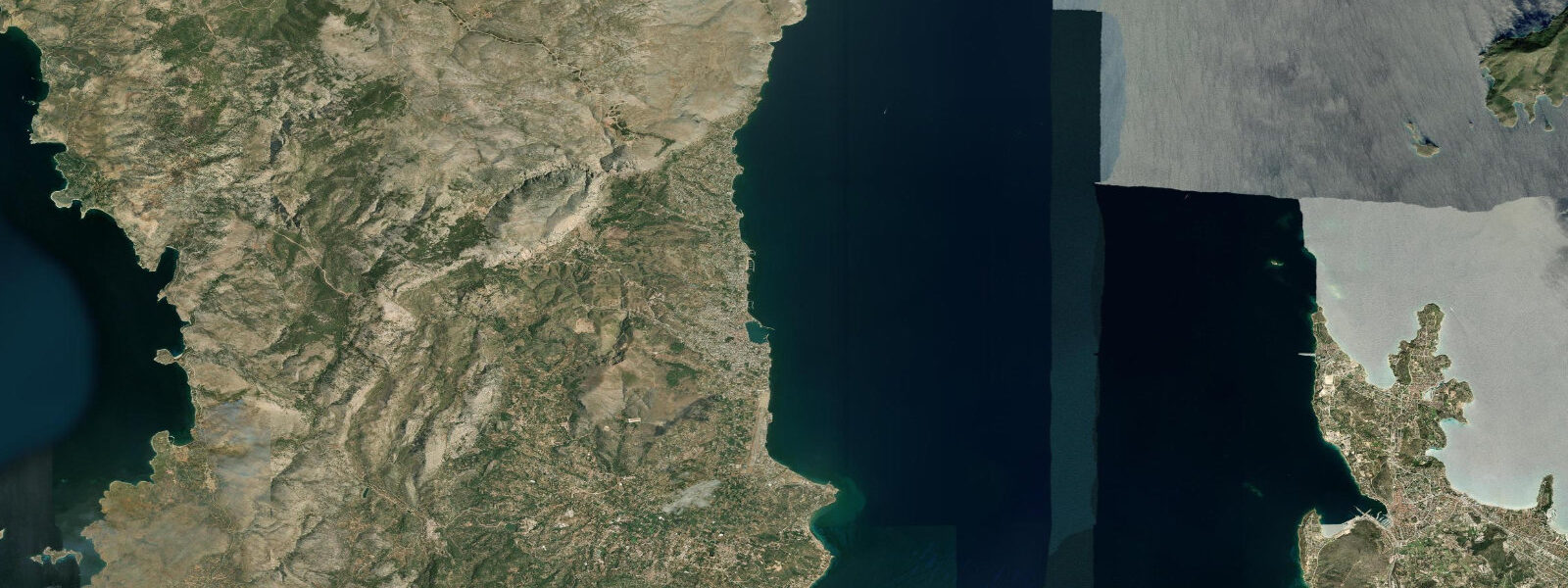 Satellite view of the coast near Chios Town
