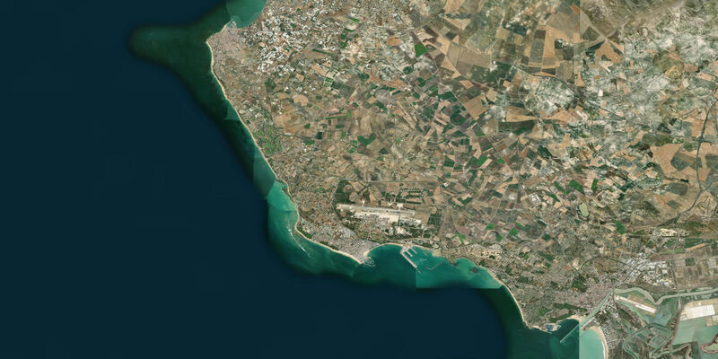 Satellite view of the coast near Chipiona