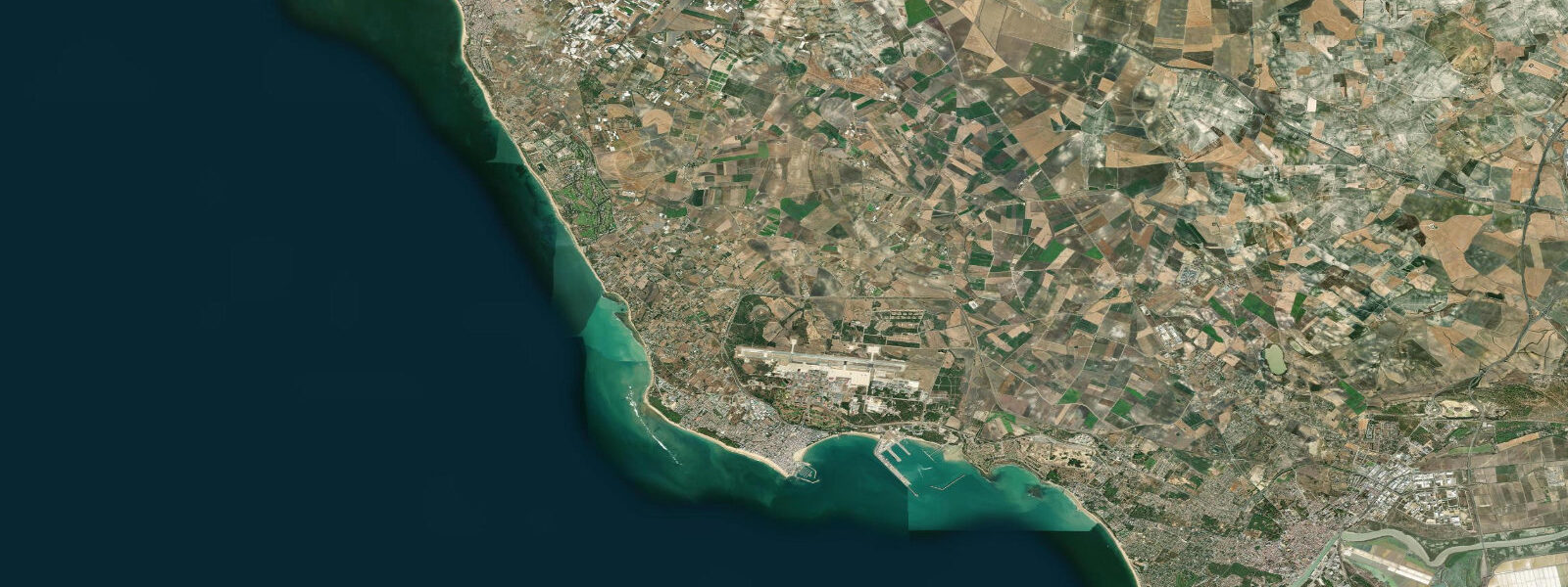 Satellite view of the coast near Chipiona