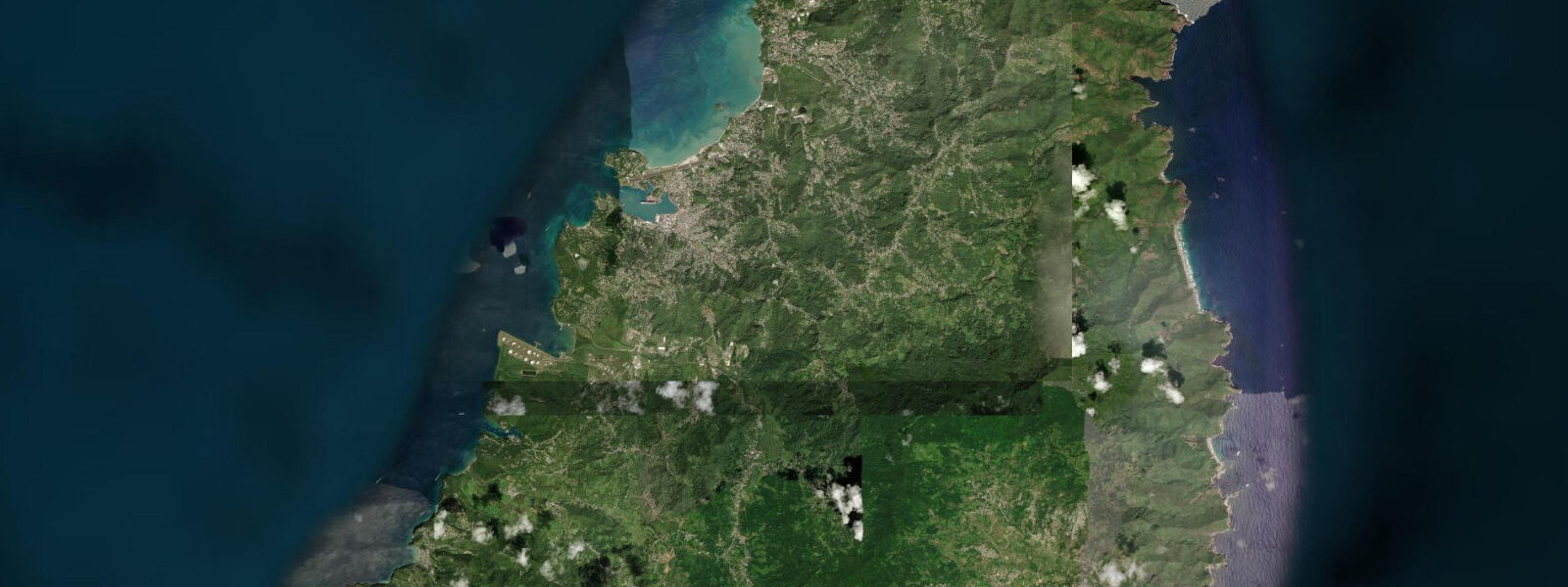 Satellite view of the coast near Choc Bay, Saint Lucia