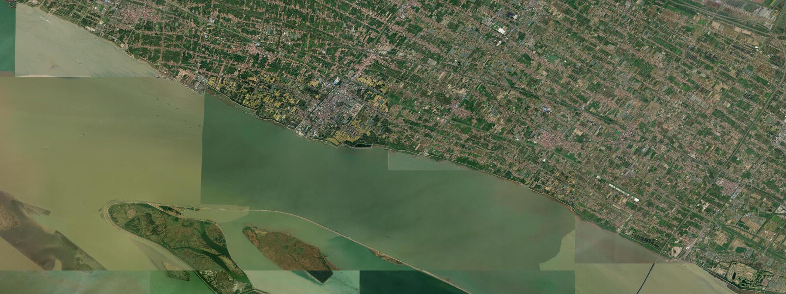 Satellite view of the coast near Chongming Island, Shanghai