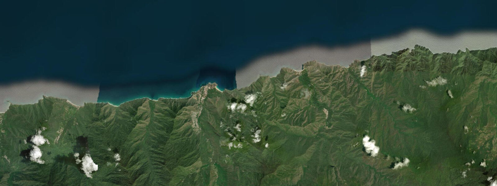 Satellite view of the coast near Choroní, Venezuela
