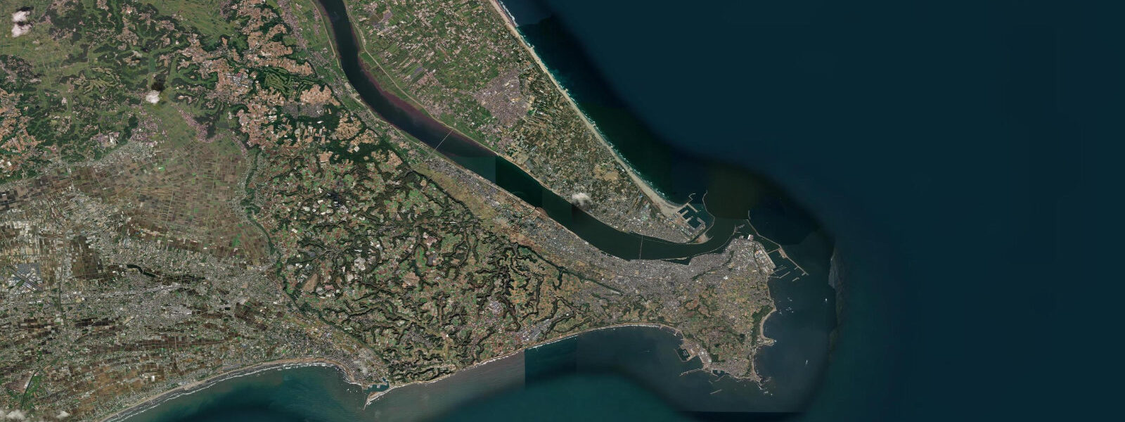 Satellite view of the coast near Chōshi