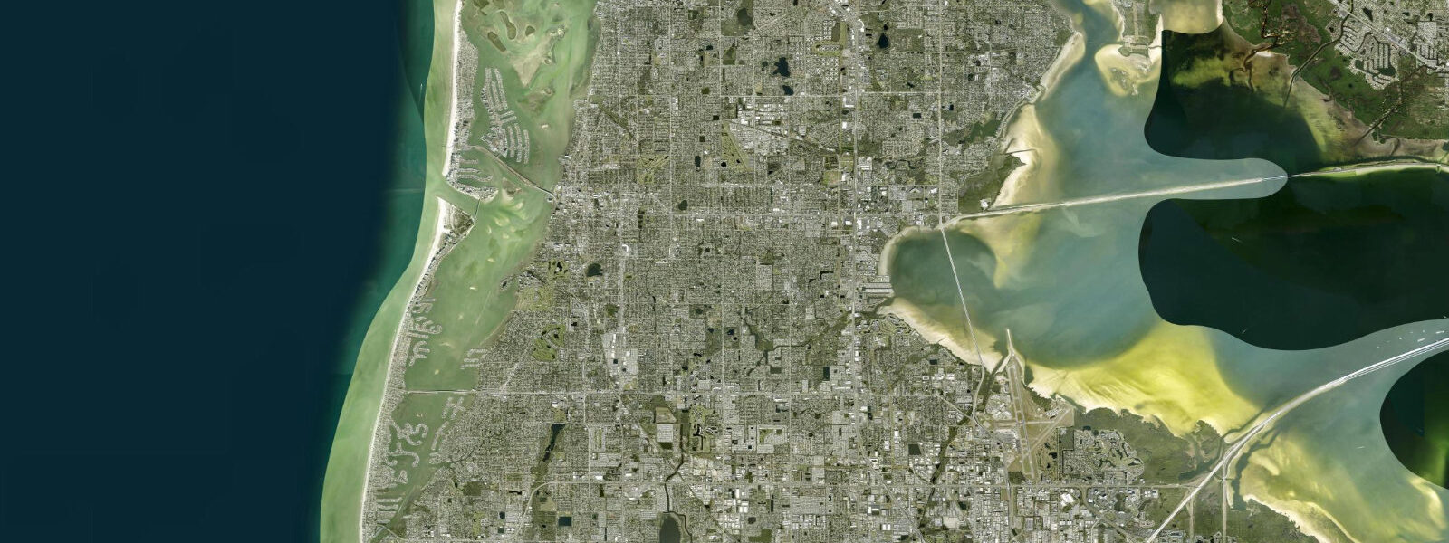 Satellite view of the coast near Clearwater Beach