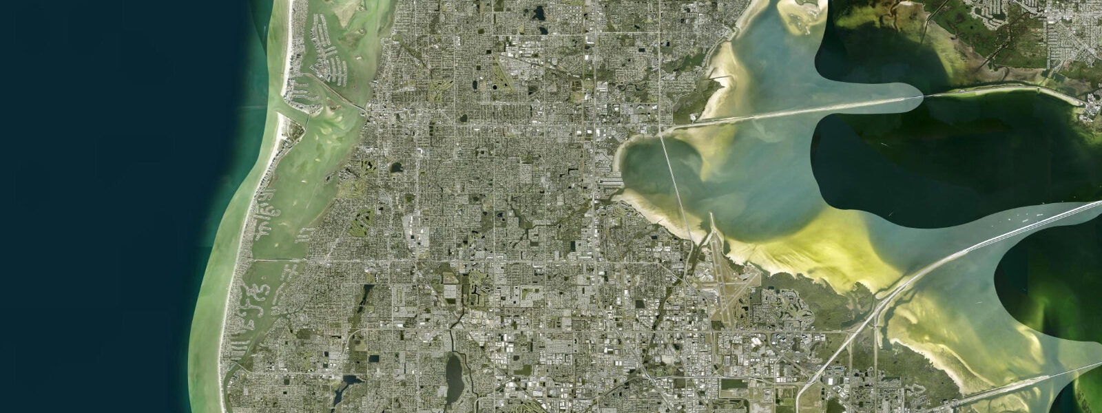 Satellite view of the coast near Clearwater