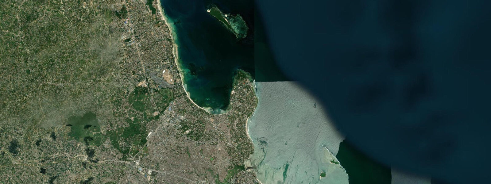 Satellite view of the coast near Coco Beach