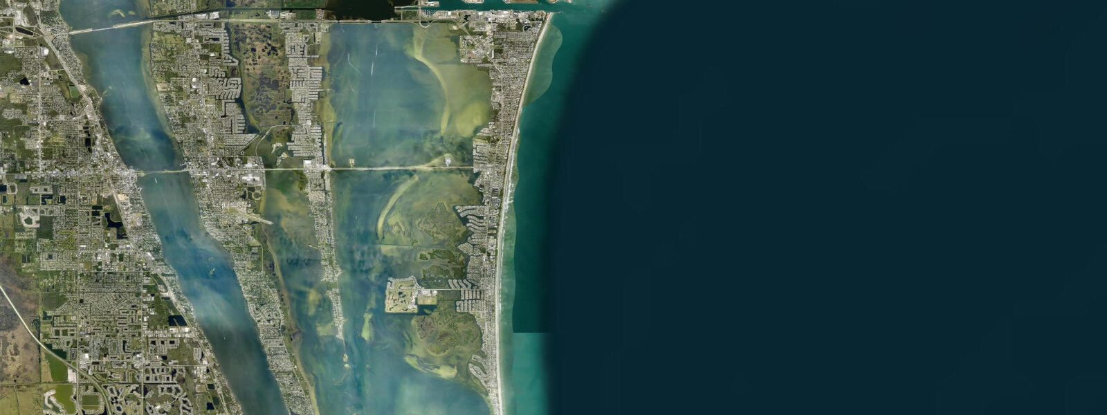 Satellite view of the coast near Cocoa Beach