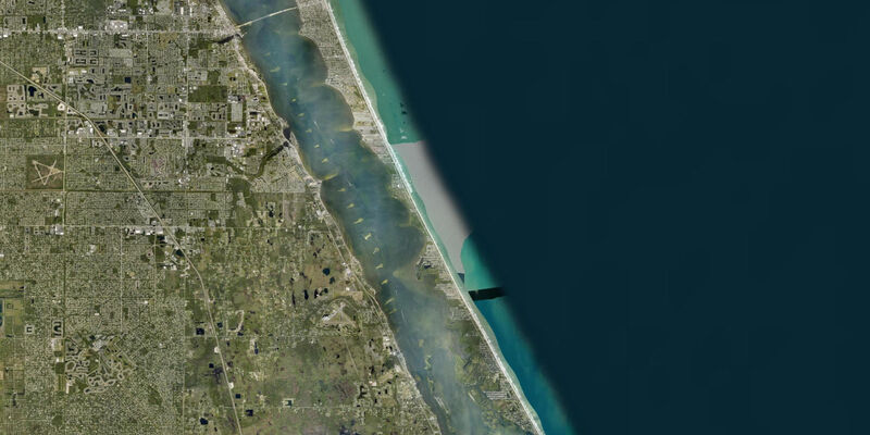 Satellite view of the coast near Coconut Point