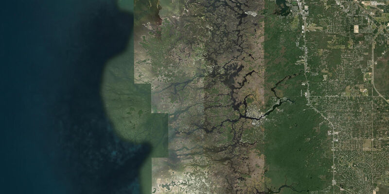 Satellite view of the coast near Coffin Point