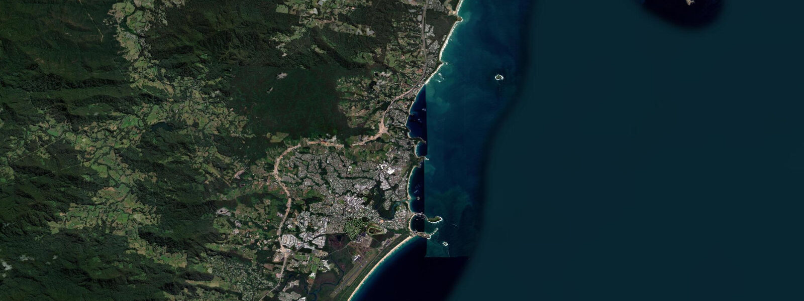 Satellite view of the coast near Coffs Harbour