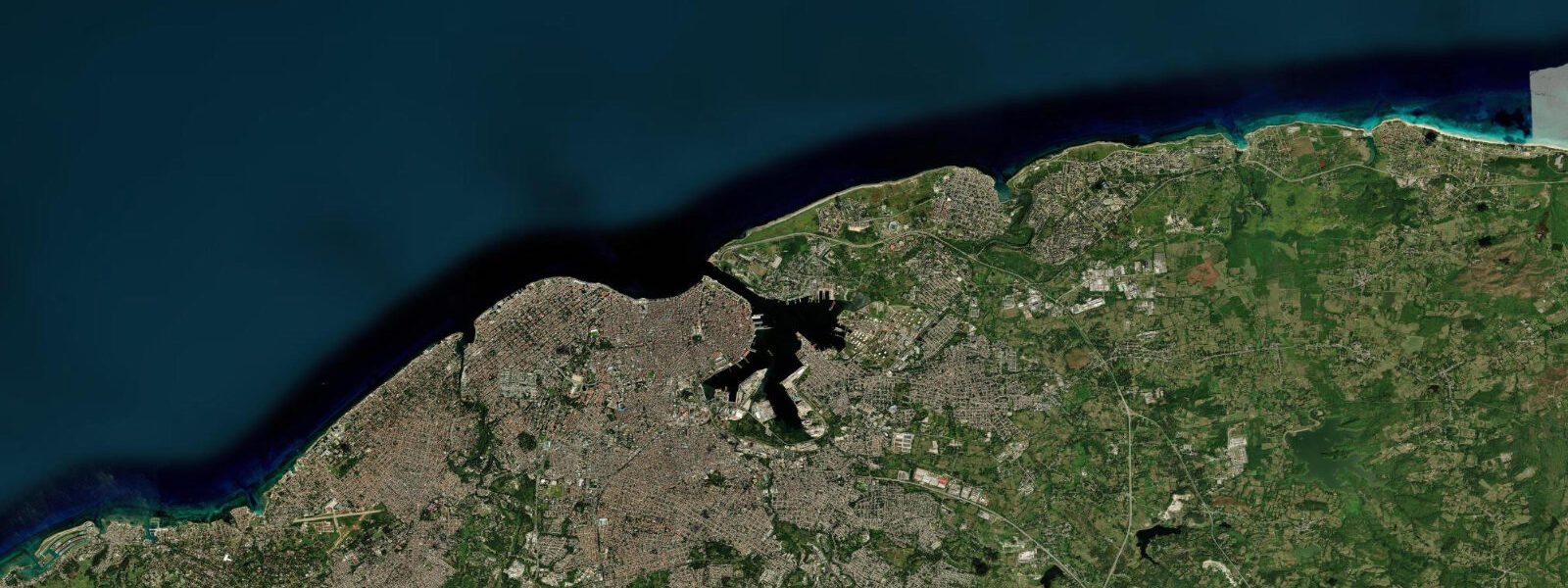 Satellite view of the coast near Cojímar, La Habana