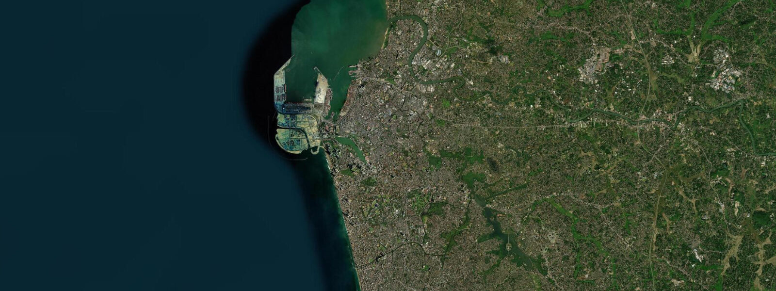 Satellite view of the coast near Colombo
