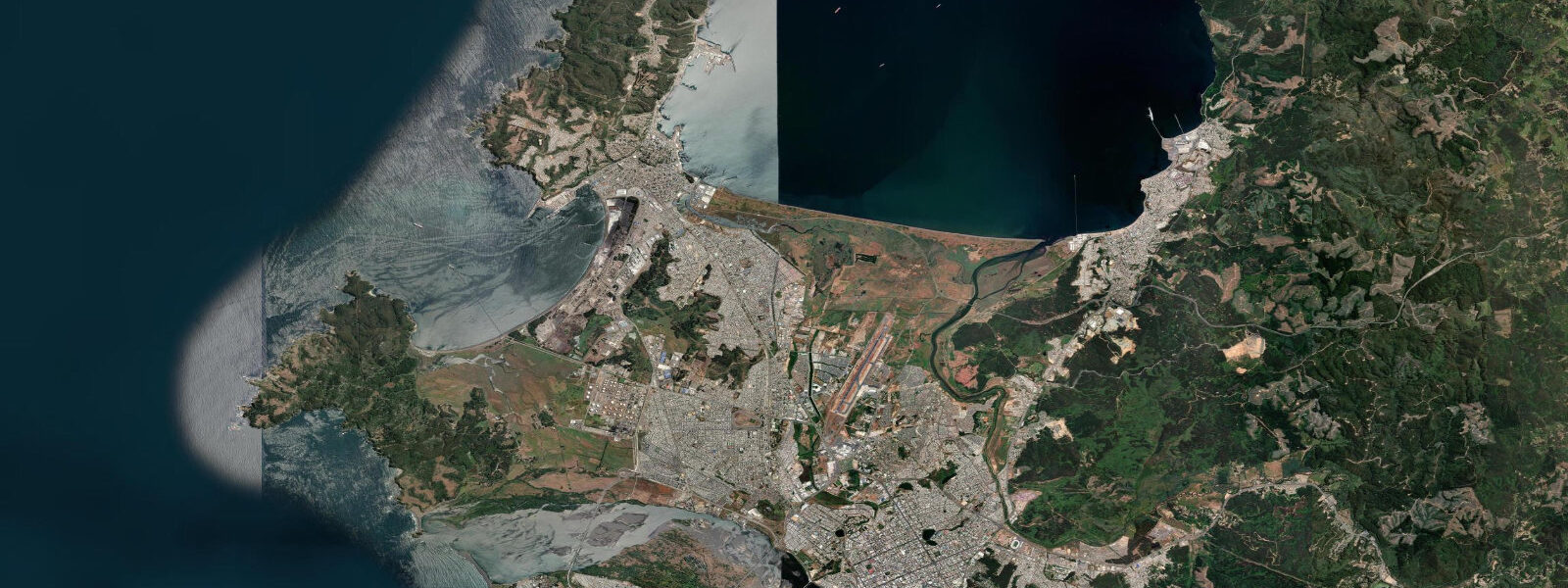 Satellite view of the coast near Concepción Bay