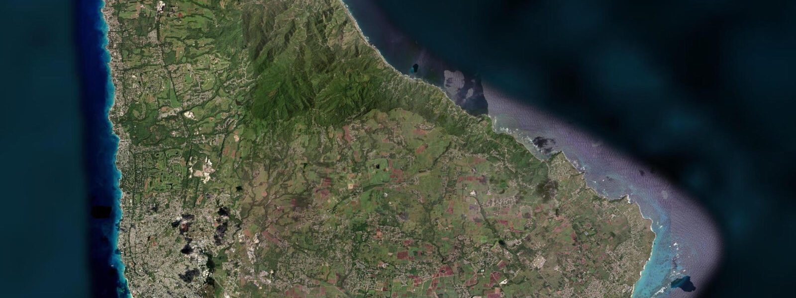Satellite view of the coast near Conset Bay, Barbados
