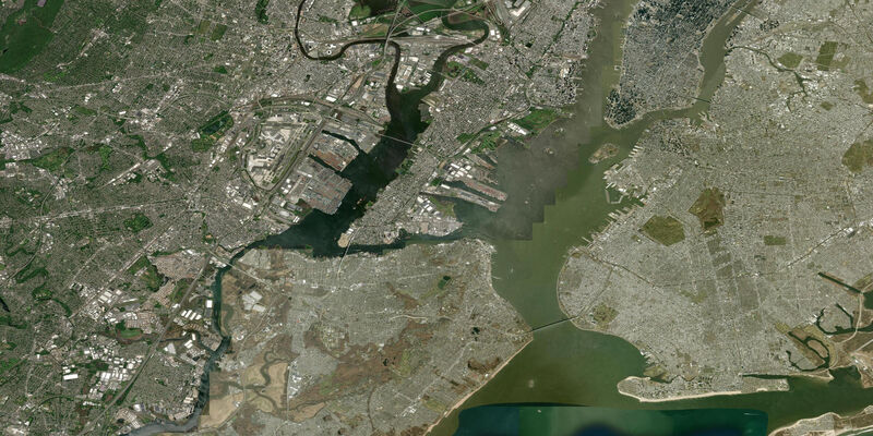 Satellite view of the coast near Constable Hook