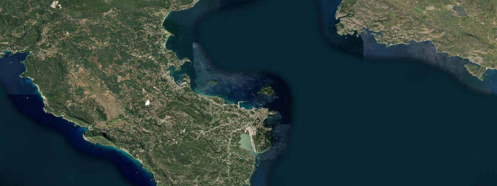 Satellite view of the coast near Corfu (Kérkyra)