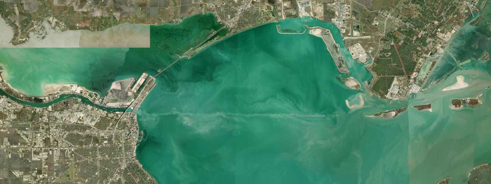 Satellite view of the coast near Corpus Christi, Texas