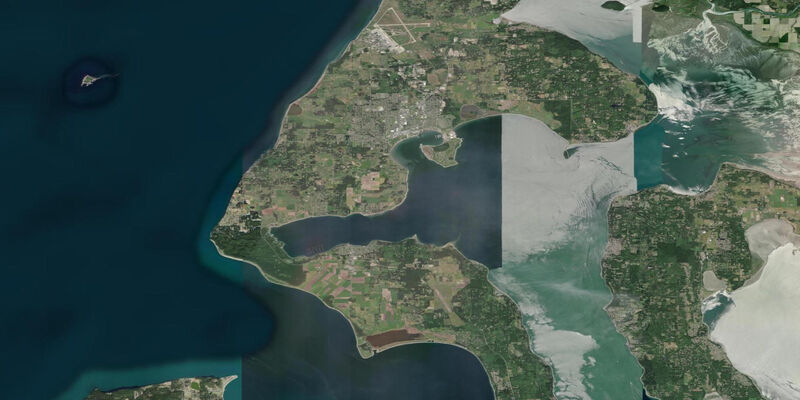 Satellite view of the coast near Coupeville