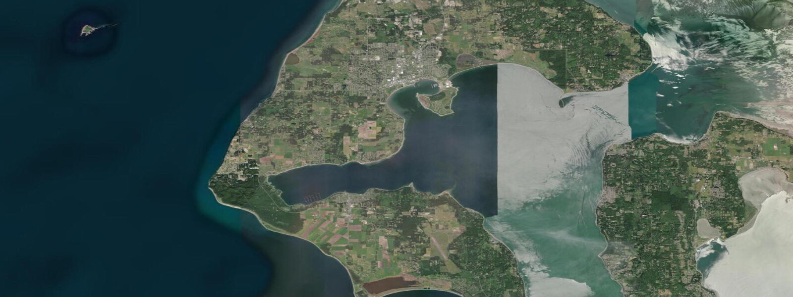 Satellite view of the coast near Coupeville