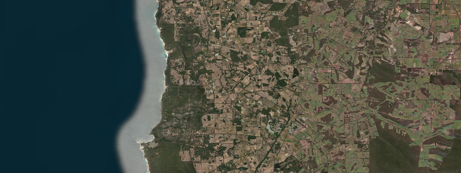Satellite view of the coast near Cowaramup