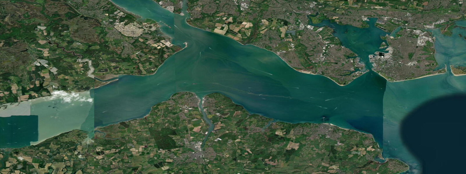 Satellite view of the coast near Cowes