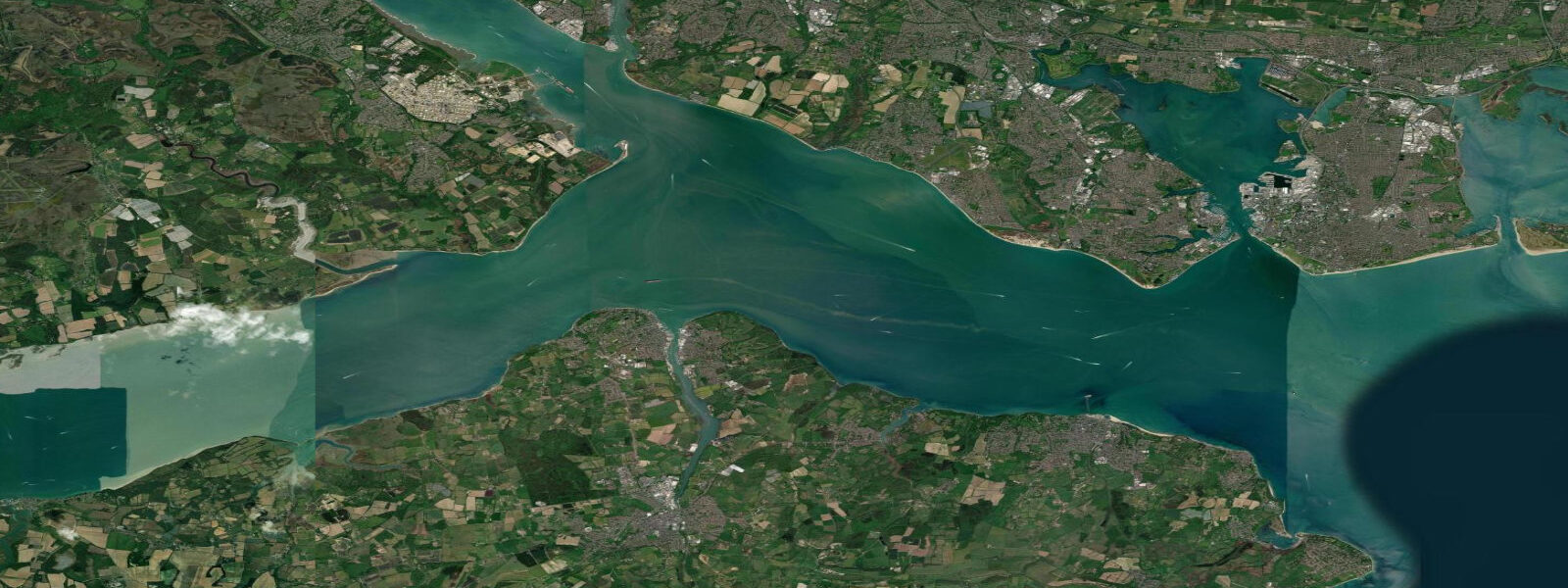 Satellite view of the coast near Cowes