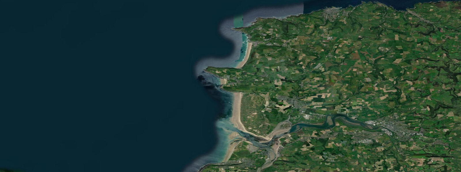 Satellite view of the coast near Croyde