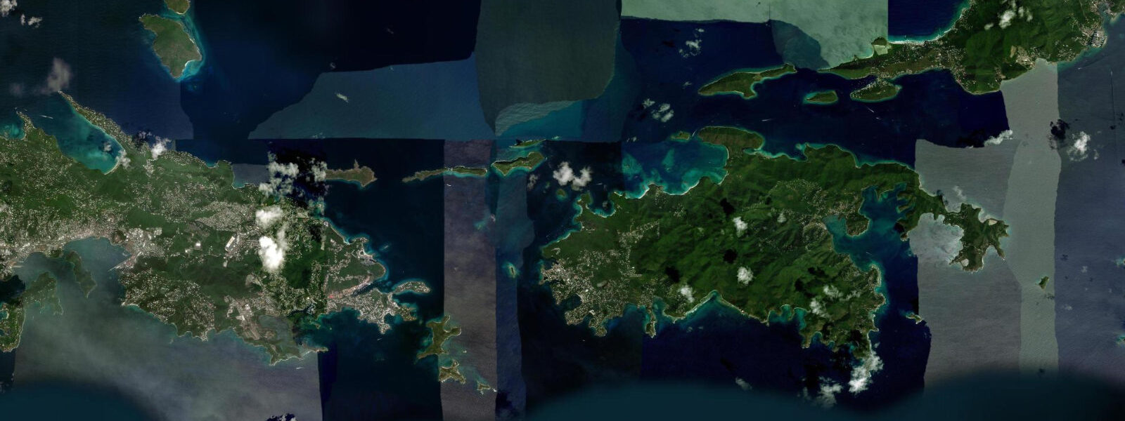 Satellite view of the coast near Cruz Bay