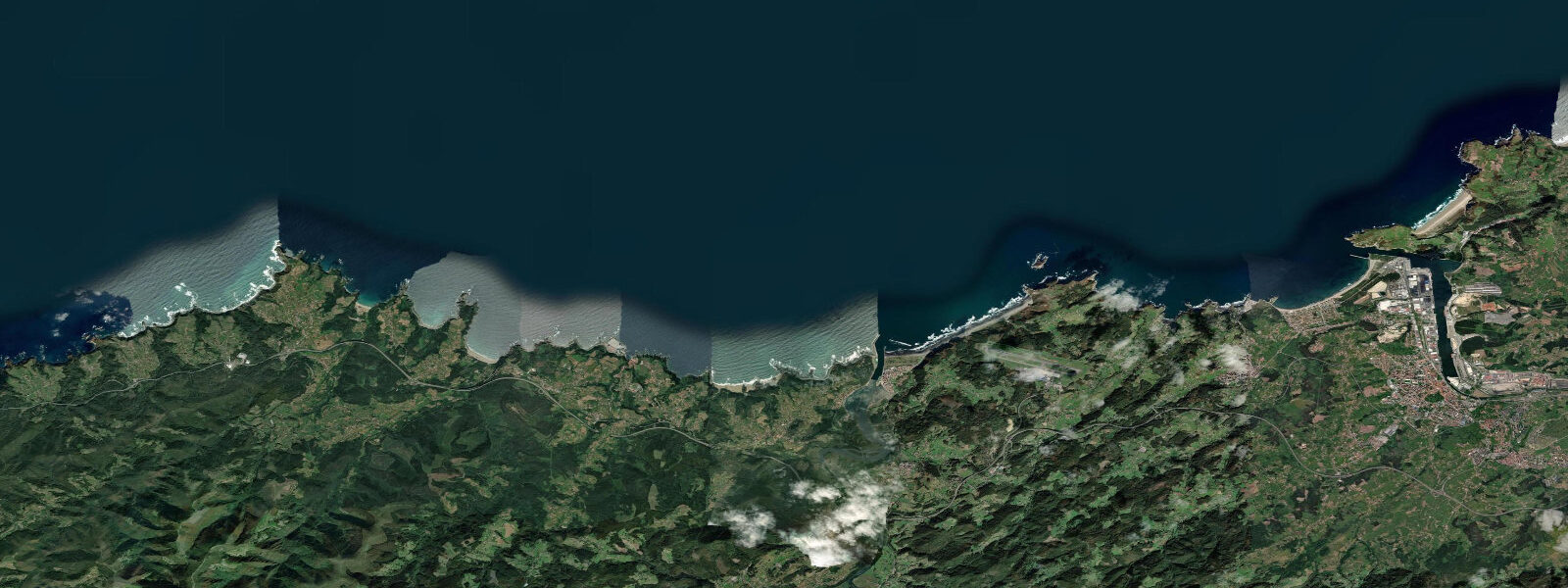 Satellite view of the coast near Cudillero