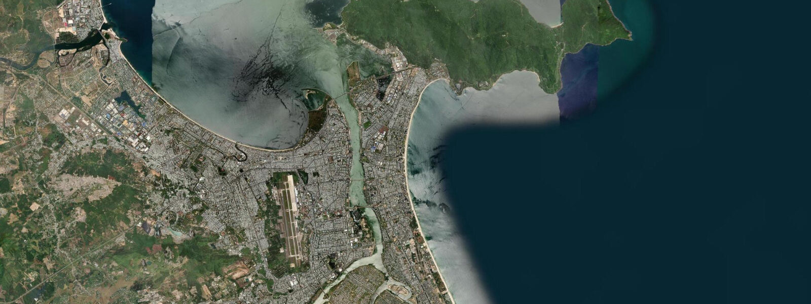 Satellite view of the coast near Da Nang, Central Vietnam