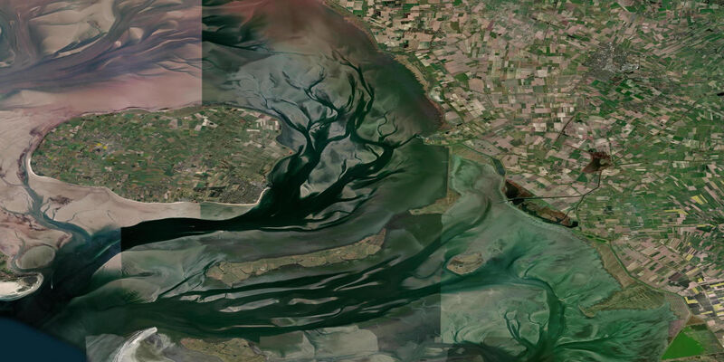 Satellite view of the coast near Dagebull