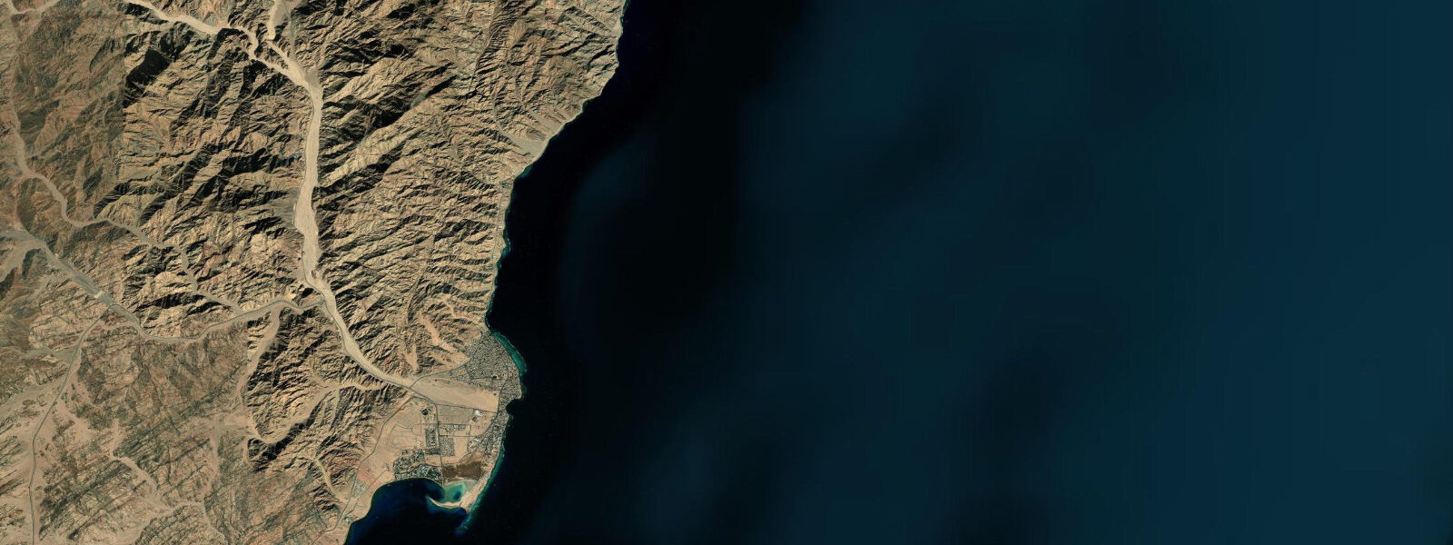 Satellite view of the coast near Dahab, South Sinai