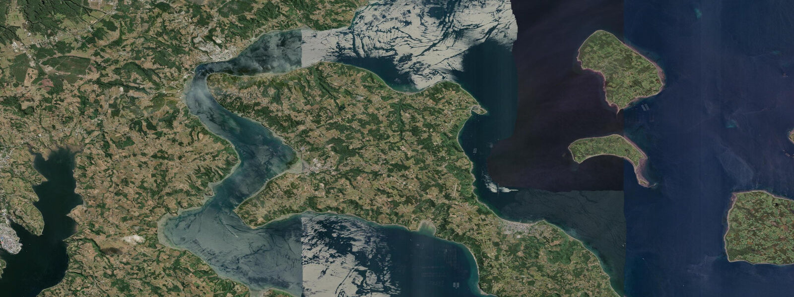 Satellite view of the coast near Dalcahue
