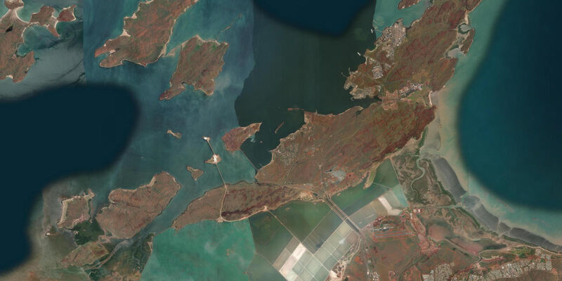 Satellite view of the coast near Dampier