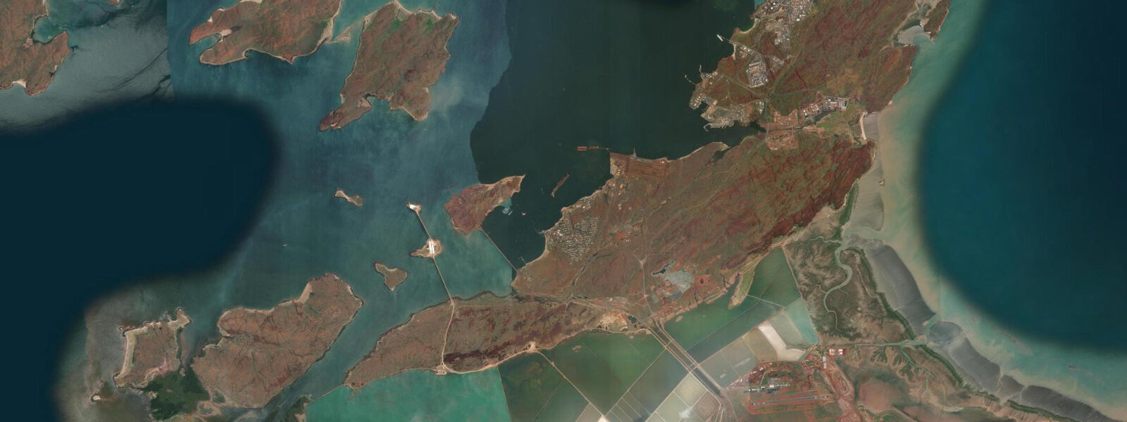 Satellite view of the coast near Dampier