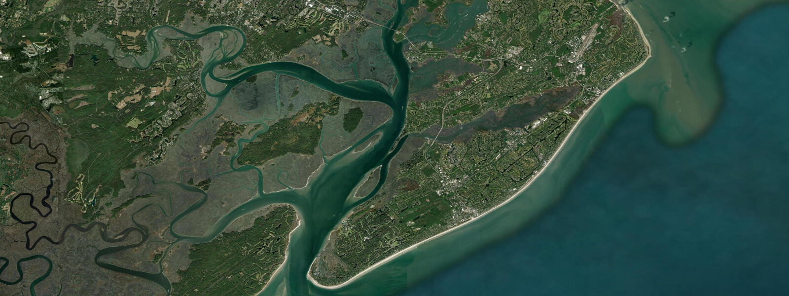 Satellite view of the coast near Daufuskie Landing