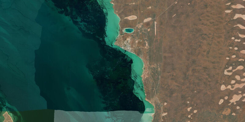 Satellite view of the coast near Denham
