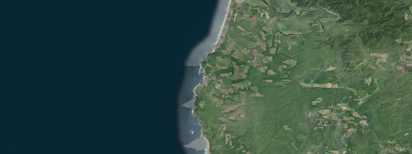Satellite view of the coast near Depoe Bay