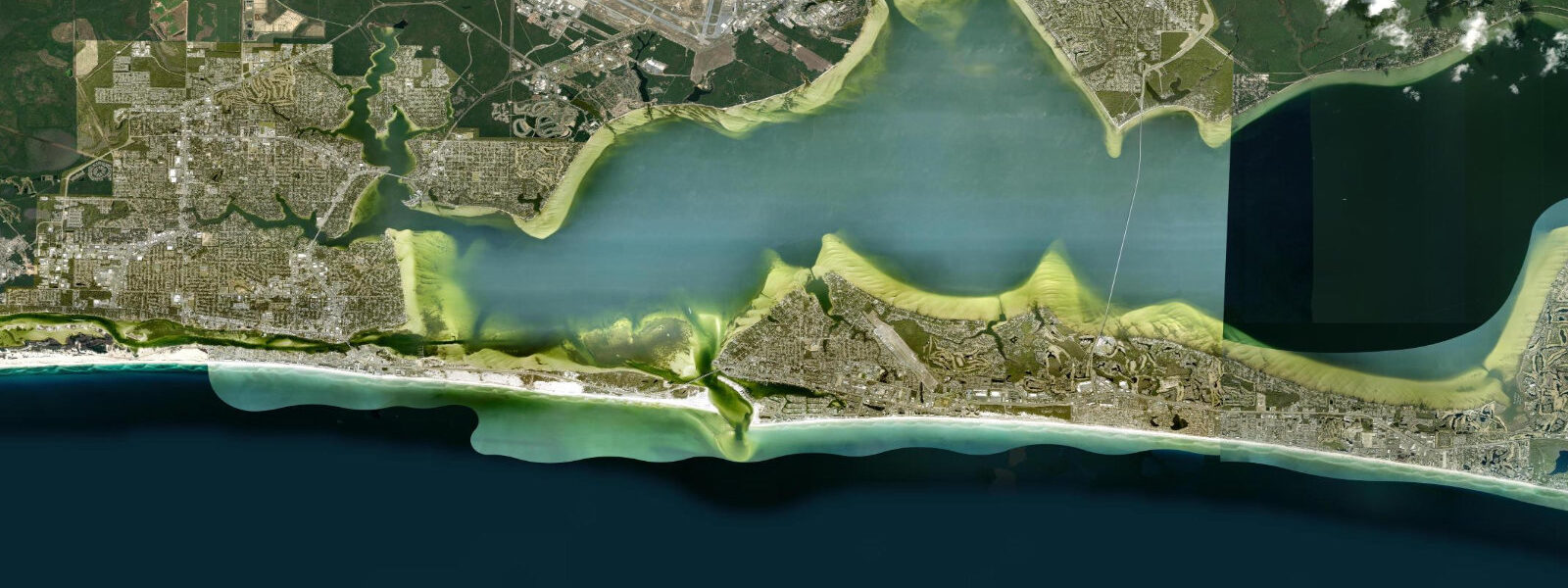 Satellite view of the coast near Destin, FL