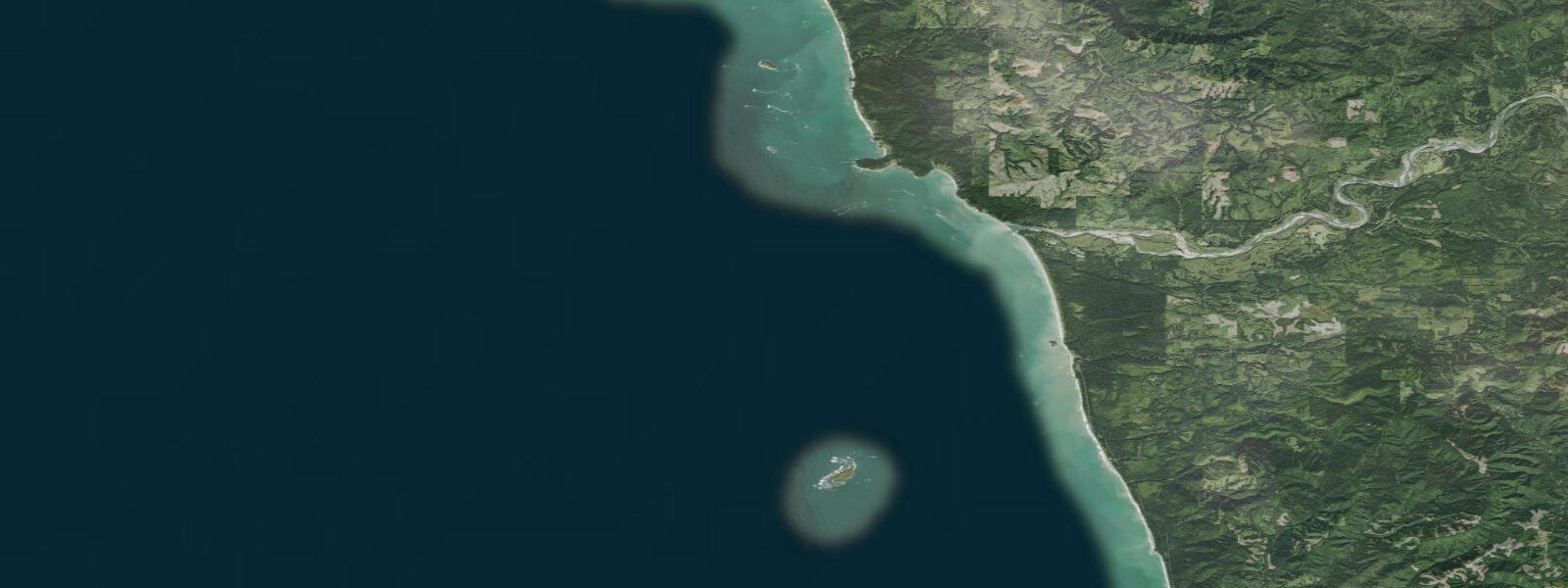 Satellite view of the coast near Destruction Island