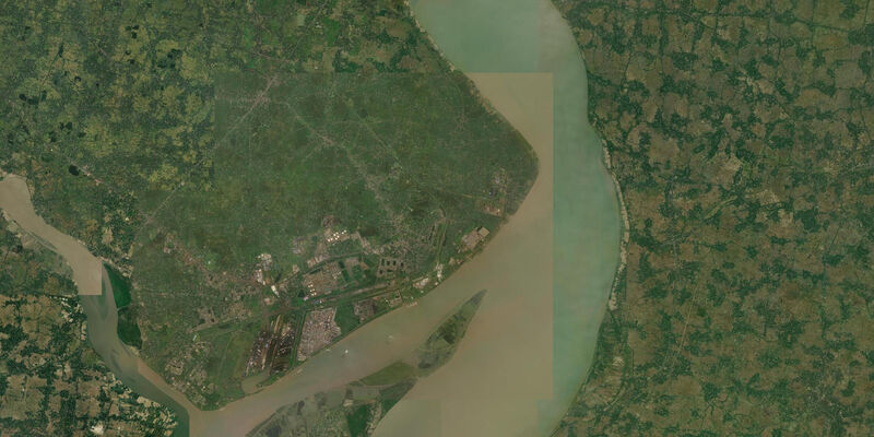 Satellite view of the coast near Diamond Harbour